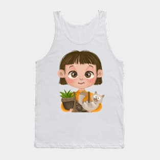 Little Girl and Cat Tank Top